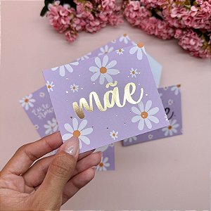 10un Postal Hot Stamping "Mãe" Lilás - Coleção Dia das Mães