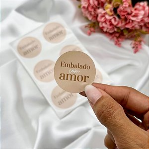 25un Adesivo "Embalado com Amor" Nude