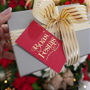 10un Cartão Hot Stamping "Boas Festas" - Coleção Natal