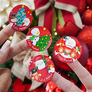 25un Adesivos Sortidos "Feliz Natal" - Coleção Natal
