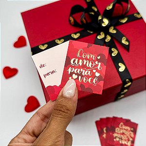 Mini Cartão Hot Stamping "Com Amor Para Você" - Coleção Dia dos Namorados