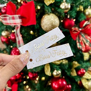 Tag Palito Hot Stamping "Boas Festas" - Coleção Natal