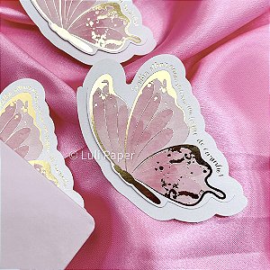 Marcador de Página Borboleta - Coleção Outubro Rosa