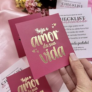 Postal Autocuidado Hot Stamping "Seja o Amor"