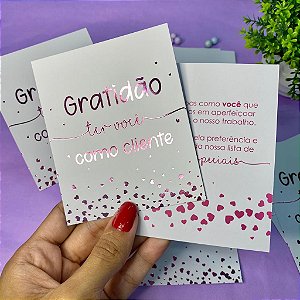 Postal de Agradecimento Gratidão Hot Stamping Rosa