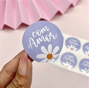 Adesivo "Com Amor" Azul - Coleção Dia das Mães
