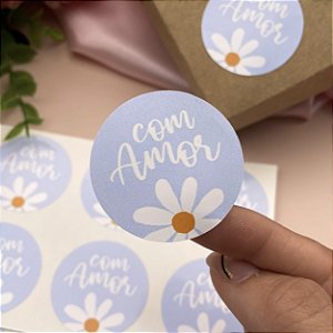Adesivo "Com Amor" Azul - Coleção Dia das Mães