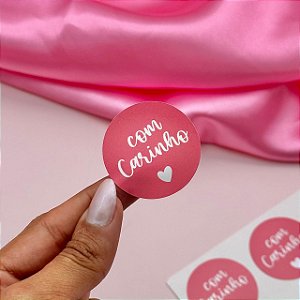 Adesivo "Com Carinho" Rosa