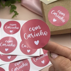 Adesivo "Com Carinho" Rosa