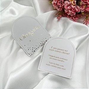 Postal Agradecimento Hot Stamping "Obrigada" Branco