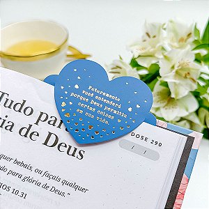 Marcador de Página Coração Hot Stamping "Futuramente" Azul - Coleção Bíblica