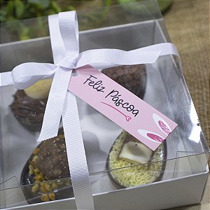 Tag Palito Rosa "Feliz Páscoa" Verniz Localizado - Coleção Páscoa