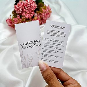 10un Cartão Cuidados com sua Vela - Branco