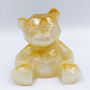 Ursinho em resina creme com dourado | PDS005