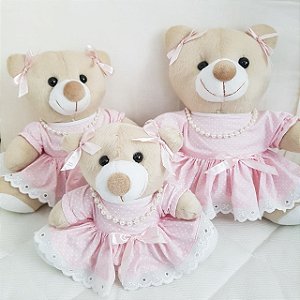 Trio de ursas poá rosa| TUS004