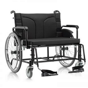 Cadeira de Rodas Resistente em aço Super Big Monobloco 250Kg cor preta Jaguaribe