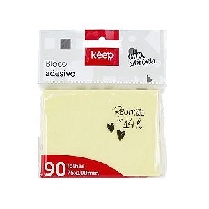 Bloco Adesivo 75X100MM Amarelo 90FLS