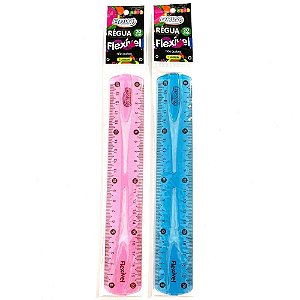 Régua Flexível "20"Cm Azul E Rosa