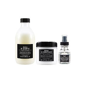 Kit Davines OI – Shampoo 280ml + Condicionador 250ml + Óleo Finalizador 50ml