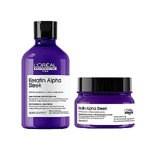 Kit L'Oréal Keratin Alpha Sleek – Shampoo 300ml + Máscara 250ml