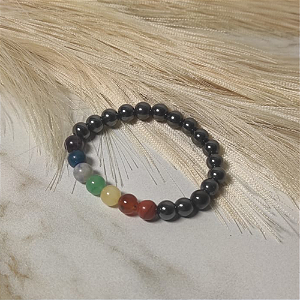 Pulseira Esfera Hematita 7 Chacras