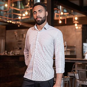 Camisa social manga longa slim fit xadrez