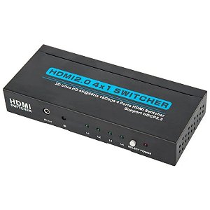 Switch HDMI 2.0 4x1 4Kx2K@60Hz Case metálico - 