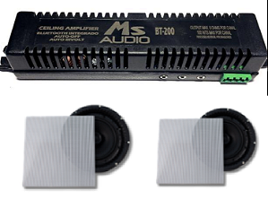 Caixa de Som Embutida MS Audio 6" SA6 com Amplificador Bluetooth BT200 - Kit Completo 2.0
