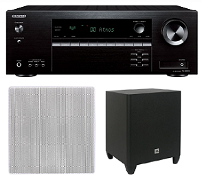 Kit Home Theater 5.2 Onkyo e JBL | Receiver TX-SR393 + 5 Caixas + Subwoofer CI8P