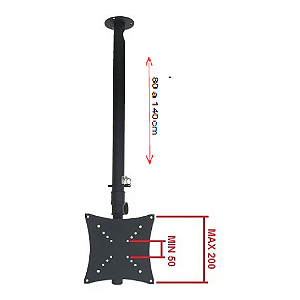 Suporte Teto Telescópico para TV 20" a 42" - Altura Ajustável 80-140cm | Nardelli