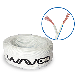 Cabo de Áudio WaveOne Plus 2x1,5mm | Cobre OFC 100% - Rolo 100m Branco