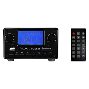 Amplificador New Audio PAD100 Pure Audio Device 2x25W RMS Bluetooth USB SD Card FM e Controle Remoto