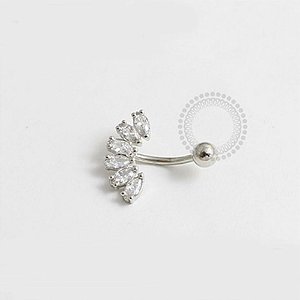 BN40 Navel Piercing Cluster 6 Pedras Ródio
