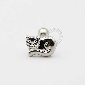 MBA27 Microbell Gato Deitado Chapa Banho Ródio