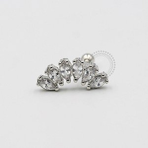 MBA18 Microbell Cluster 6 Zirconia Navete  Banho Ródio