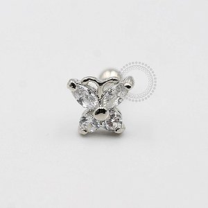 MBA29 Microbell Borboleta Asas Zirconia  Banho Rodio