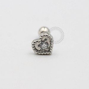 MBA61 Microbell Coração com Pedra Zirconia Banho Rodio