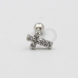 MBA76 Microbell Cruz Cravejada Zirconia Banho Rodio