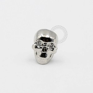 MBA84 Microbell Reto Caveira Olhos de Zirconia Banho Rodio