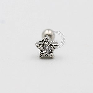 MBA89 Microbell Reto Estrela 1 Pedra Banho Rodio