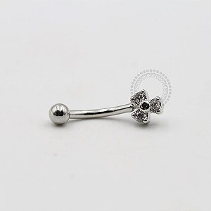 MBA97 Microbell Curvo Trevo 3 Zirconia Banho Rodio