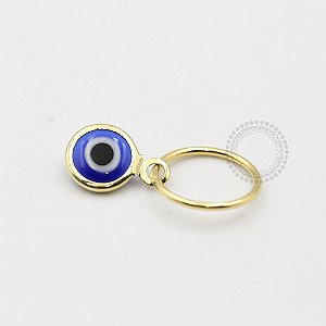 AR34 Argola Torção Pingente Olho Grego  Banho Ouro