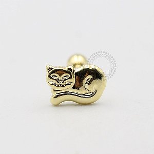 MB14 Microbell Reto Gato Deitado Banho Ouro