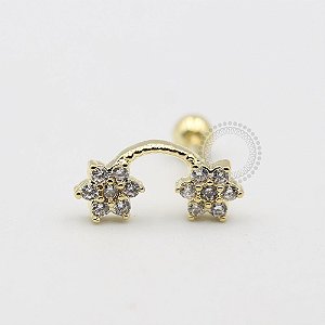 MB15 Microbell 02 Flores Cravejadas Banho Ouro