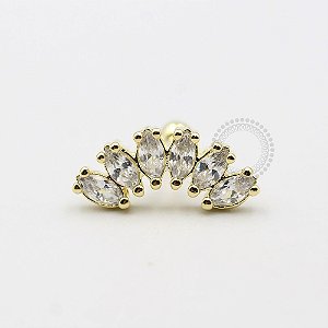 MB24 Microbell Reto Cluster 6 CZ Navete Banho Ouro