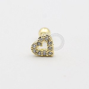 MB60 Microbell Coração Cravejado Banho Ouro