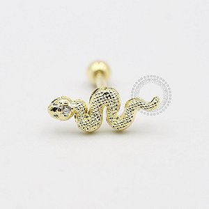 MB99 Microbell Cobra Olho Zirconia Banho Ouro 18K