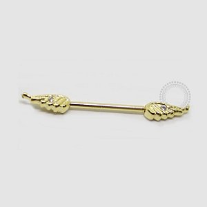 MM09 Piercing Mamilo Asas Banho Ouro