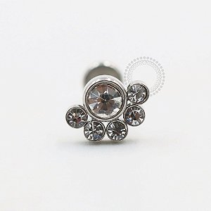 PB64 Labret 6 stones strass colado aço 316L