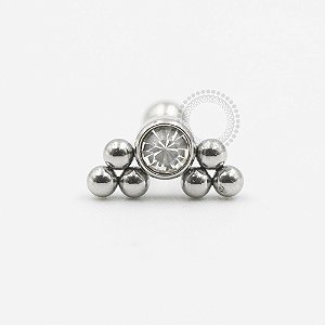 PB65 Labret Pedra Cristal com Esferas Aço 316L